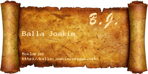 Balla Joakim névjegykártya